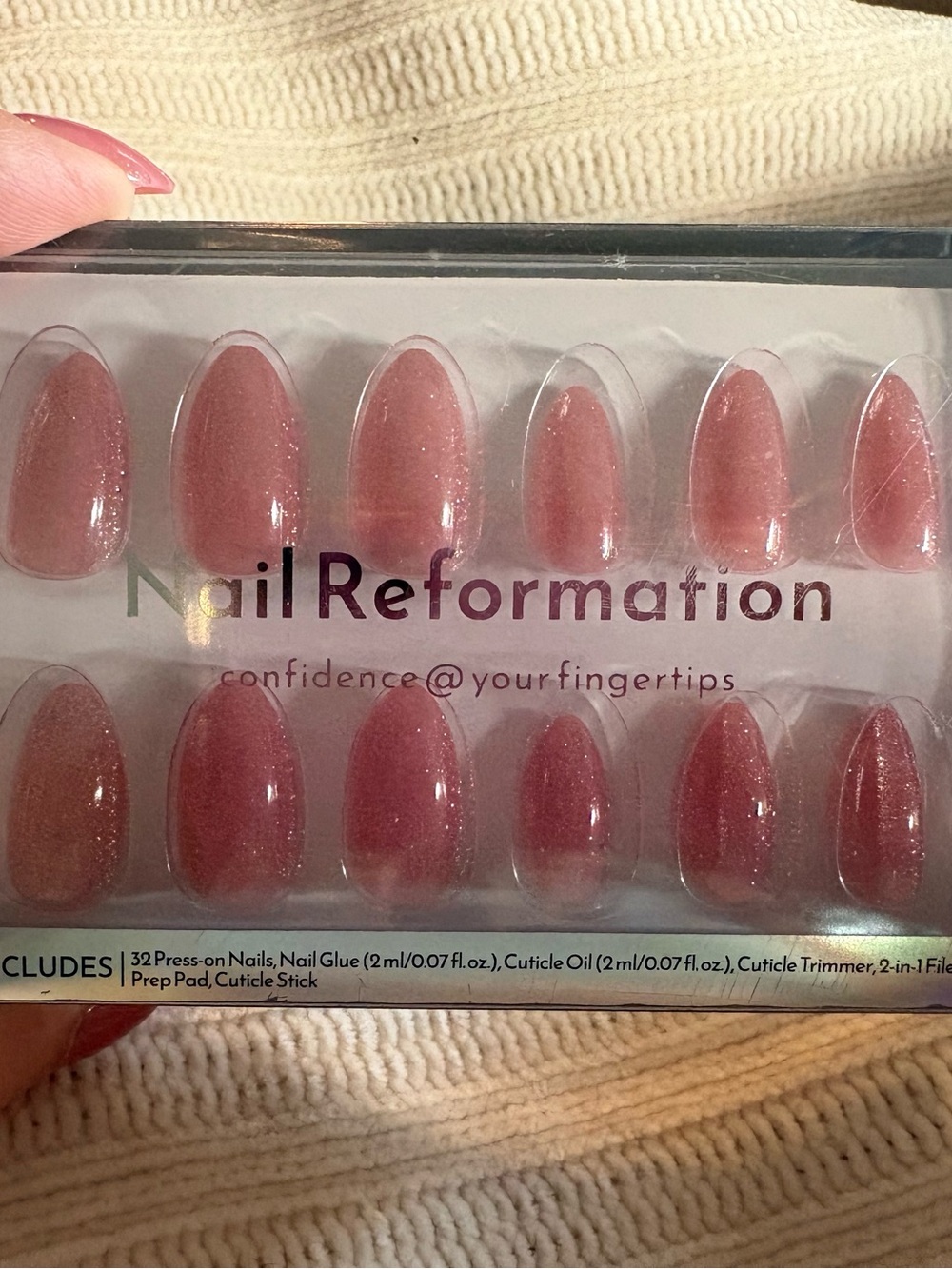 Nail Reformation Shimmery Pink Almond 22 Press-On Nails